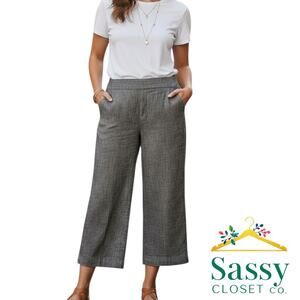 Coldwater Creek Natural Fit Cropped Wide‑Leg Pants Gray Sz 14 EUC